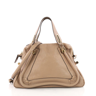 Chloe Paraty Top Handle Bag Leather Medium Neutral 3518202