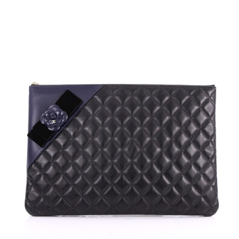 Chanel Camellia O Case Clutch Quilted Lambskin Large 3518802