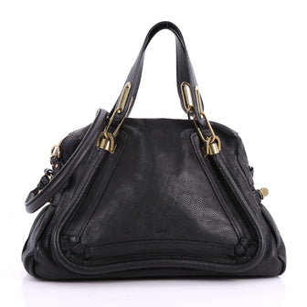  Chloe Paraty Top Handle Bag Leather Medium Black 3519502