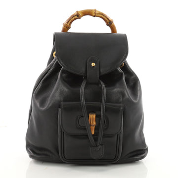 Gucci Vintage Bamboo Backpack Leather Mini Black 3519702