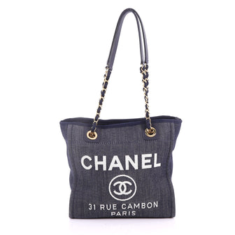Chanel North South Deauville Chain Tote Denim Small Blue 3520001