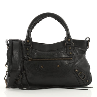 Balenciaga First Classic Studs Handbag Leather Black 3520102