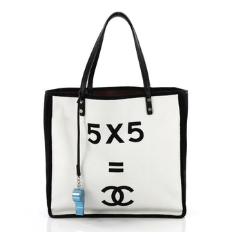 Chanel Let's Demonstrate Tote Canvas Small White 3521501