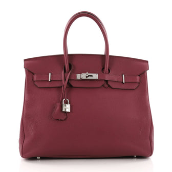 Birkin Handbag Rubis Togo with Palladium Hardware 35