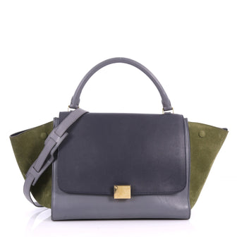 Celine Tricolor Trapeze Handbag Leather Medium Gray 3523903