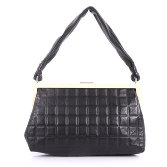 Chanel Chocolate Bar Frame Shoulder Bag Quilted Lambskin Large  Black 3523907