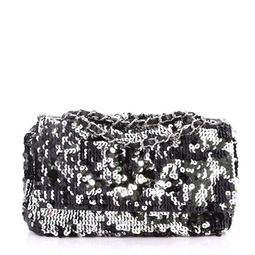 Chanel Summer Night Flap Bag Sequins with Leather Medium Black 3523908
