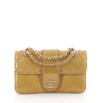Chanel Madison Flap Bag Quilted Patent Medium Gold 3523909