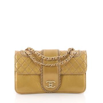 Chanel Madison Flap Bag Quilted Patent Medium Gold 3523909