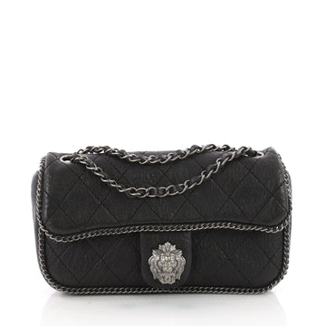 Chanel Leo Lion Chain Flap Bag Quilted Leather Medium Black 3523911