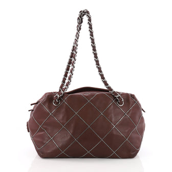 Chanel Soft Zip Bowler Bag Quilted Leather with Micro Chain Detail Medium Red 3523912