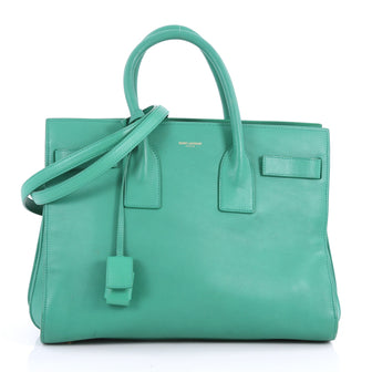 Saint Laurent Sac de Jour Handbag Leather Small Green 3523930