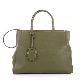 Fendi 2Jours Handbag Leather Medium Green 3523935