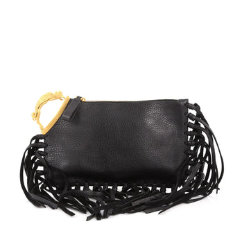Valentino C-Rockee Handle Fringe Clutch Leather Small 3523937