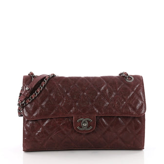 Chanel CC Crave Flap Bag Quilted Glazed Caviar Jumbo Red 3524402