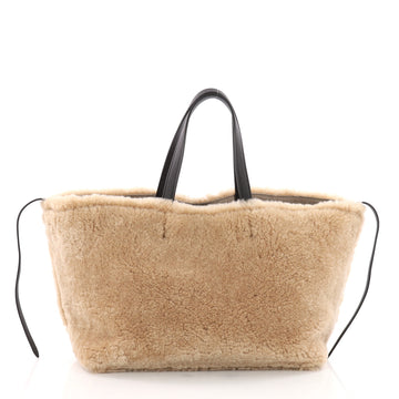 Celine Reversible Phantom Cabas Tote Shearling and Leather Small Brown 3524901