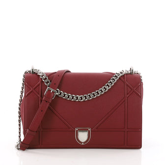 Christian Dior Diorama Flap Bag Grained Calfskin Large Red 3525403