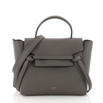 Celine Belt Bag Textured Leather Mini Gray 3525501