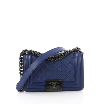 Chanel Boy Flap Bag Quilted Lambskin Small Blue 3526602