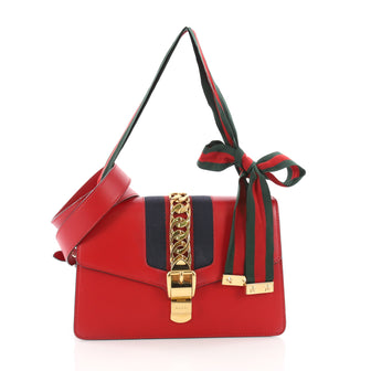 Gucci Sylvie Shoulder Bag Leather Small Red 3528001