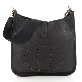 Hermes Evelyne Crossbody Gen I Clemence GM Black 3528501