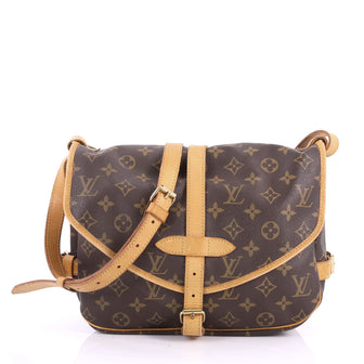 Louis Vuitton Saumur Handbag Monogram Canvas PM Brown 3528705