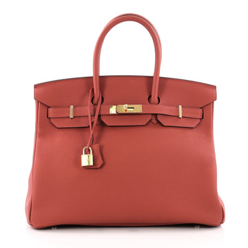 Birkin Handbag Rouge Tomate Togo with Gold Hardware 35