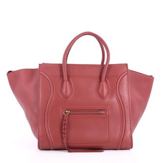 Celine Phantom Handbag Grainy Leather Medium Red 3529002
