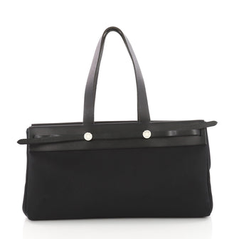 Hermes Herbag Cabas Toile and Leather GM Black 3529003