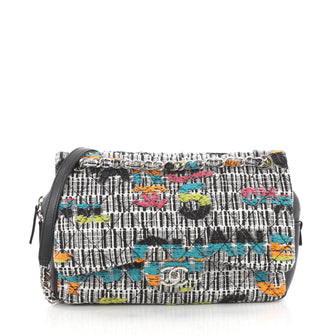 Chanel Easy Fantasy Flap Bag Quilted Multicolor Tweed Medium Black 3529401