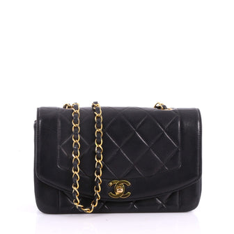 Chanel Vintage Diana Flap Bag Quilted Lambskin Small Black 3529701