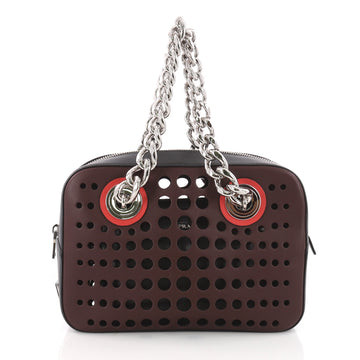 Prada City Fori Chain Shoulder Bag Perforated Calfskin Purple 3529801