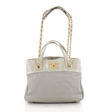 Chanel In The Mix Shopping Bag Quilted Calfskin Small Gray 3529901