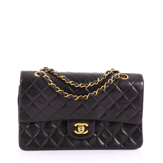 Chanel Vintage Classic Double Flap Bag Quilted Lambskin Medium Black 3530301