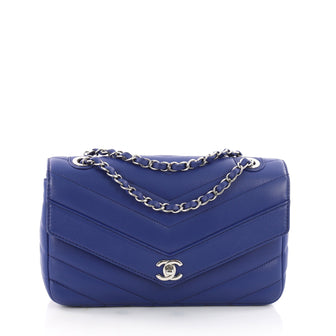 Chanel Data Center Envelope Flap Bag Chevron Caviar Large Blue 3531501