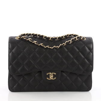 Chanel Classic Double Flap Bag Quilted Caviar Jumbo Black 3531601
