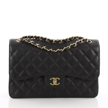 Chanel Classic Double Flap Bag Quilted Caviar Jumbo Black 3531601