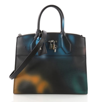 Louis Vuitton City Steamer Handbag Hologram Print Leather MM Black 3531801