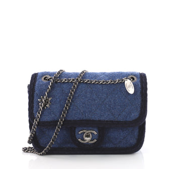 Chanel Paris-Salzburg Flap Bag Quilted Wool Mini Blue 3533501