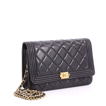 Chanel Boy Wallet on Chain Quilted Lambskin Black 3533701