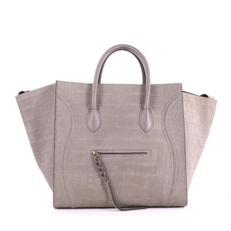 Celine Phantom Handbag Crocodile Embossed Nubuck Large - Rebag