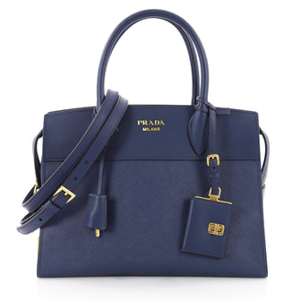 Prada Esplanade Handbag Saffiano Leather Medium Blue 3537603