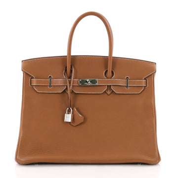 Hermes Birkin Handbag Brown Clemence with Palladium 3537701