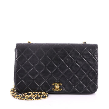 Chanel Vintage Full Flap Bag Quilted Lambskin Medium Black 3538301