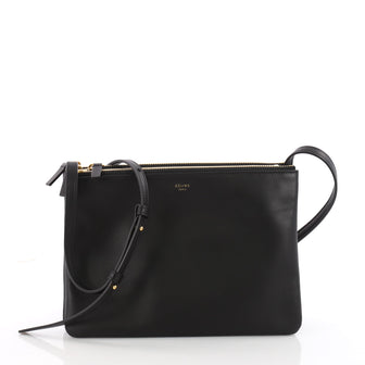  Celine Trio Crossbody Bag Leather Large Black 3538602