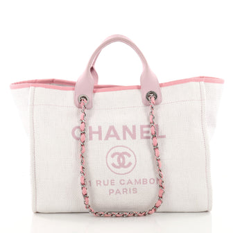 Chanel Deauville Chain Tote Raffia XL White 3538701