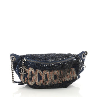 Chanel Coco Cuba Waist Bag Sequins and Quilted Lambskin Blue 3538802
