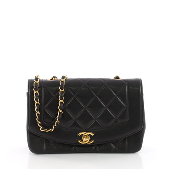 Chanel Vintage Diana Flap Bag Quilted Lambskin Small Black 3539201