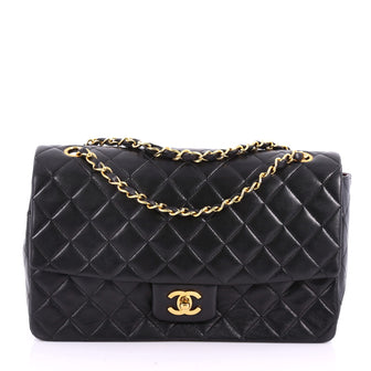 Chanel Vintage CC Chain Flap Bag Quilted Lambskin Large Black 3539401