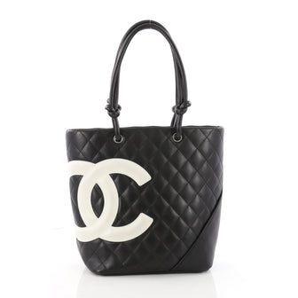 Chanel Cambon Tote Quilted Leather Medium Black 3539402
